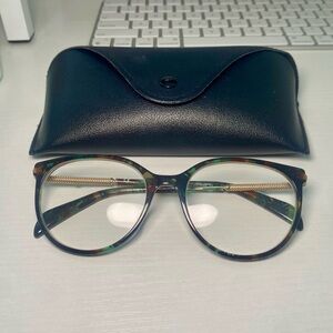 Authentic TOUS tortoiseshell eyeglasses with gold details + case